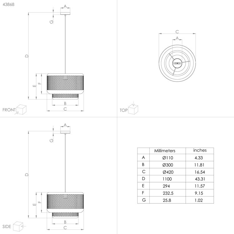 Lampe suspendue Hetto 1xE27 noir/bamboo