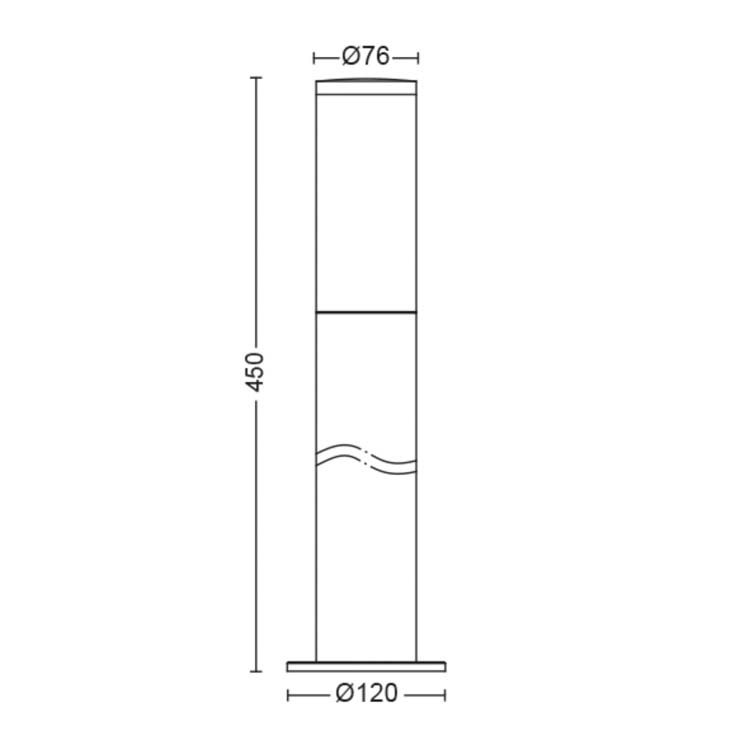 Sokkellamp voor buiten inox H44CM