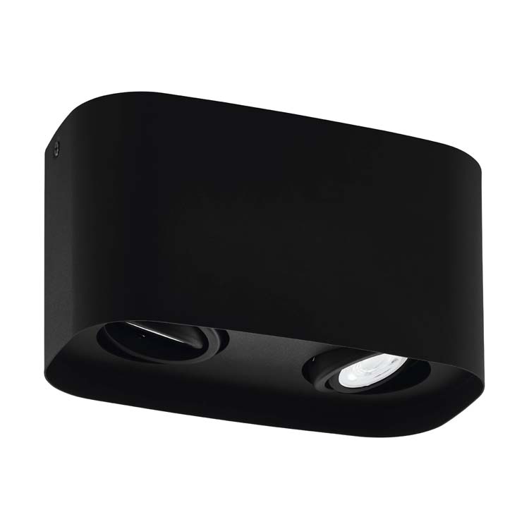 Opbouwspot LED staal zwart dimbaar 24x12.5cm 2xGU10 incl