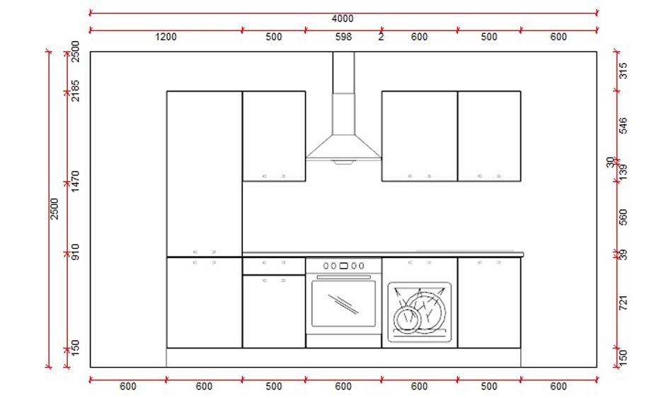 Blokkeuken 4B Premium 2800 mm