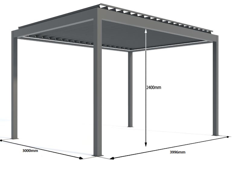 Pergola Solis dubbelwandig antraciet 400 x 300 x 266 cm