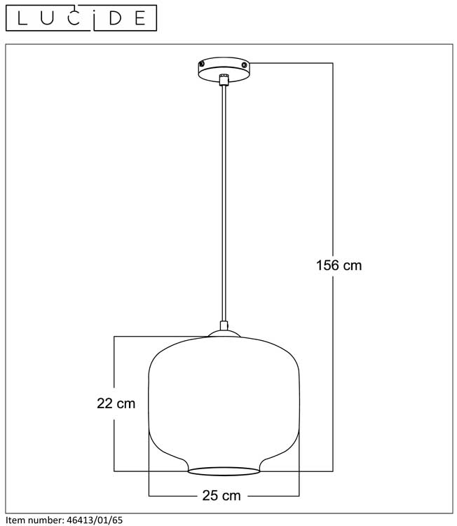 Lucide MEDINE - Hanglamp - Ø 25 cm - E27 - Fumé