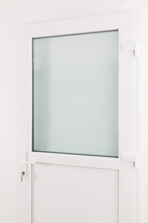 Buitendeur halfglas PVC wit 3D glas helder 980x2180 R