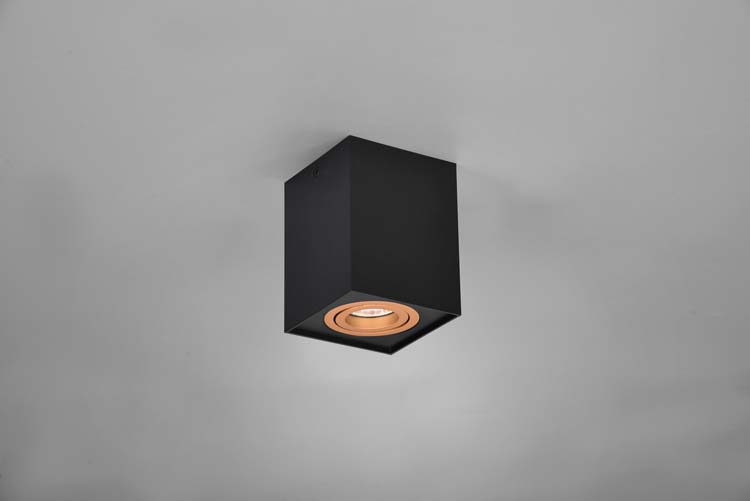 Spot plafond carré GU10 noir-or