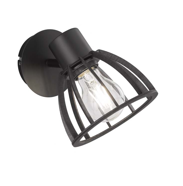 Spot de plafond noir cage 1xE27 lampe excl