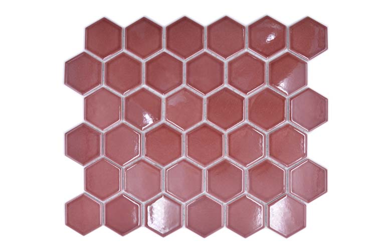 Mosaïque hexagone bordeaux gloss 32,5 x 28,1 cm