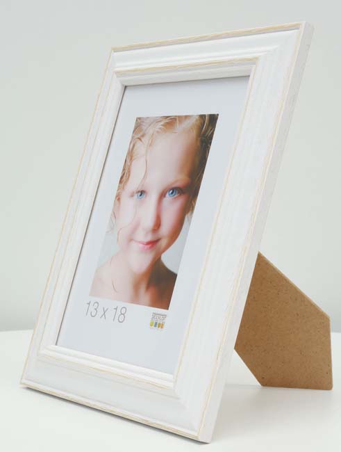 Fotokader hout wit met beige 13x18 cm