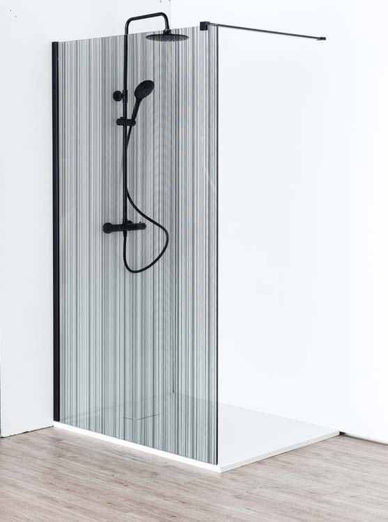 Paroi de douche Alec verre transparant avec lignes noir 117 x 200 cm