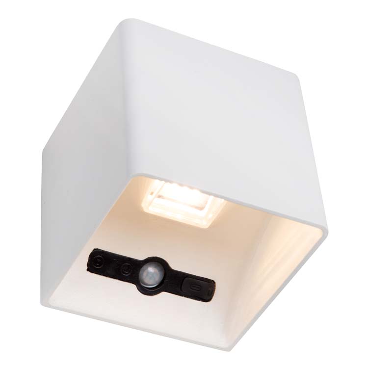 Oplaadbare Wandlamp Binnen/Buiten - Accu/Batterij - LED Dimb. - 1x6W 2700K - IP54 - Beweging & dag/nacht sensor - Wit