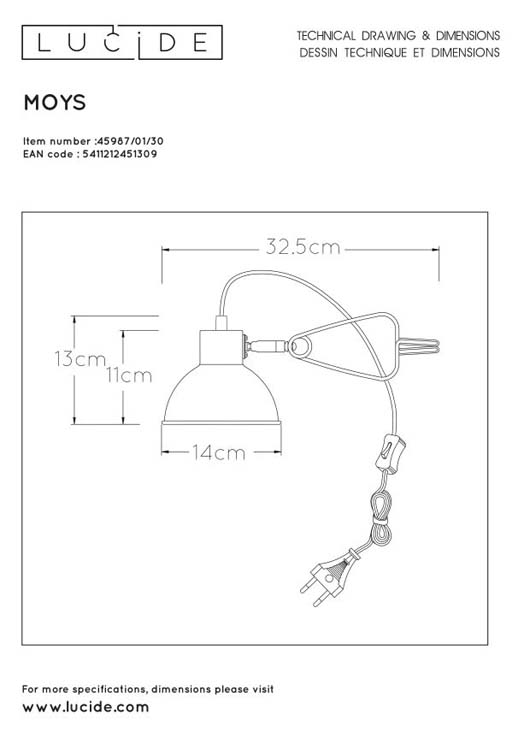 Lucide MIES - Klemlamp - E27 - Zwart