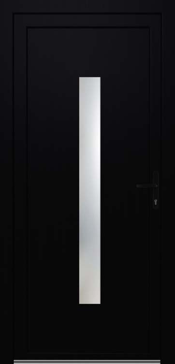 Porte extérieure pvc noire/blanche vitre verticale D SUR MESURE