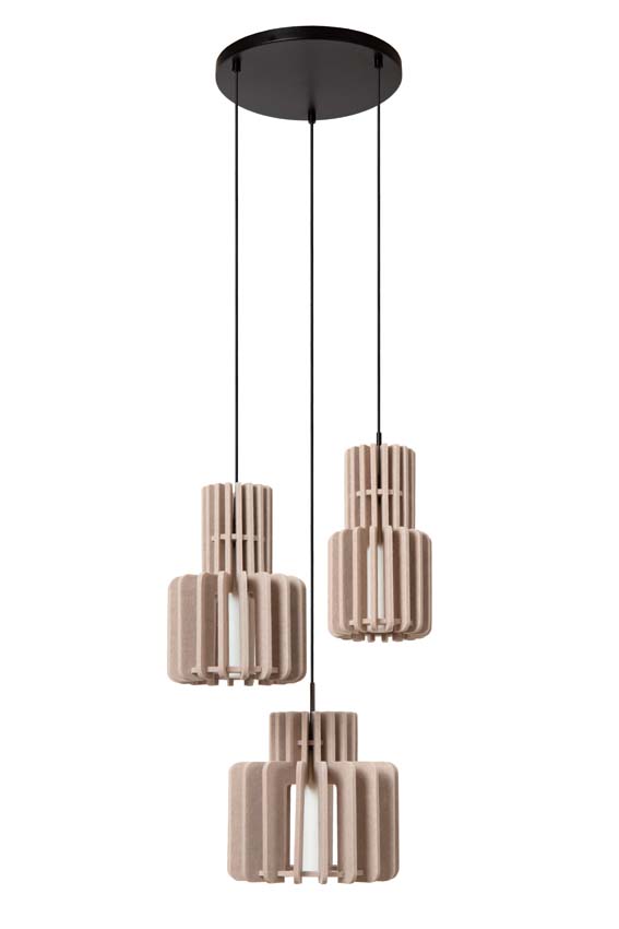 Lucide ROLLO - Hanglamp - 3xE27 - Taupe