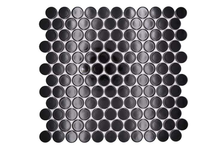 Mosaïque cercle noire gloss 31,2 x 33 cm