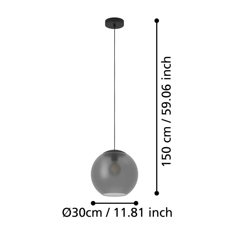 Lampe suspendue noir-gris fumé E27