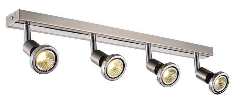 Opbouwspot LED satin chroom GU10 4x5W incl