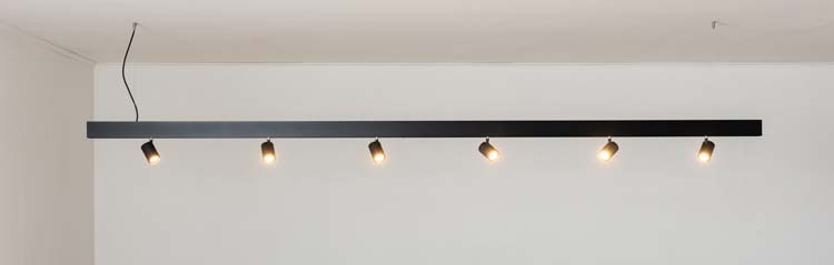 Railverlichting design Béa zwart set 2,9m 6 spots GU10 6x5W pendel