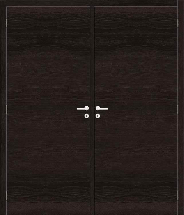 Complete dubbele binnendeur tubespaan 2x 63cm Black Oak horizont. 201.5cm