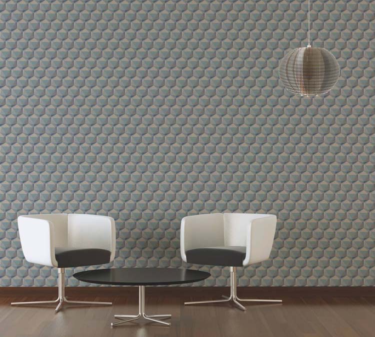 Vinyl op vlies behang 0,53x10m hexagon groen