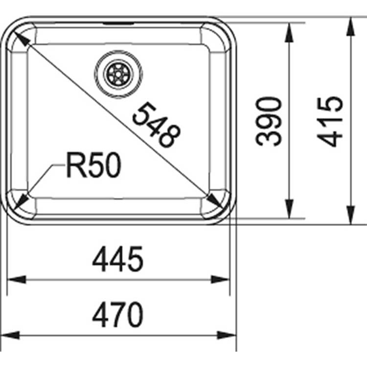 Franke onderbouwspoelbak Largo 445x390mm glad