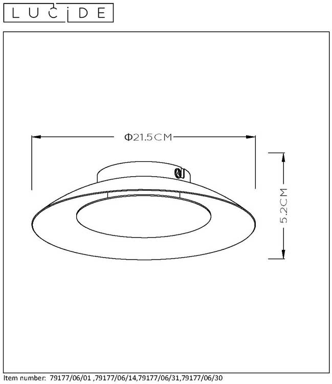 Lucide FOSKAL - Plafonnière - Ø 21,5 cm - LED - 1x6W 2700K - Zwart