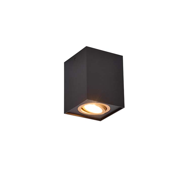 Spot plafond carré GU10 noir-or