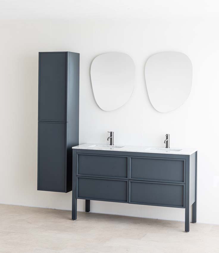 Meuble de salle de bain Fara anthracite 1400 mm double lavabo Carrara