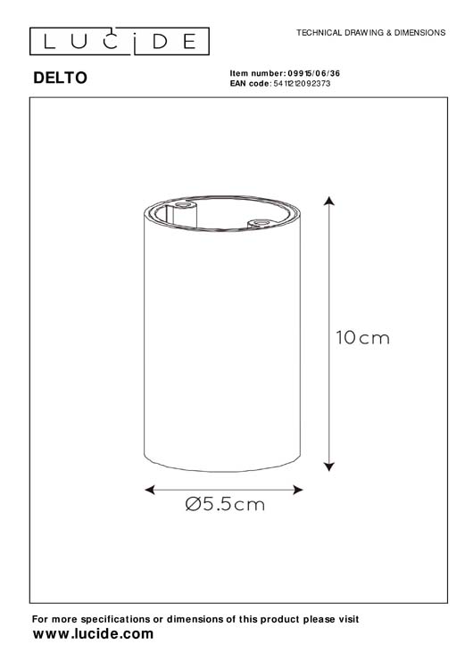 Plafondspot enkel - Ø 5,5 cm - LED - Dim to warm - GU10 - 5W 3000K/2200K - Grijs