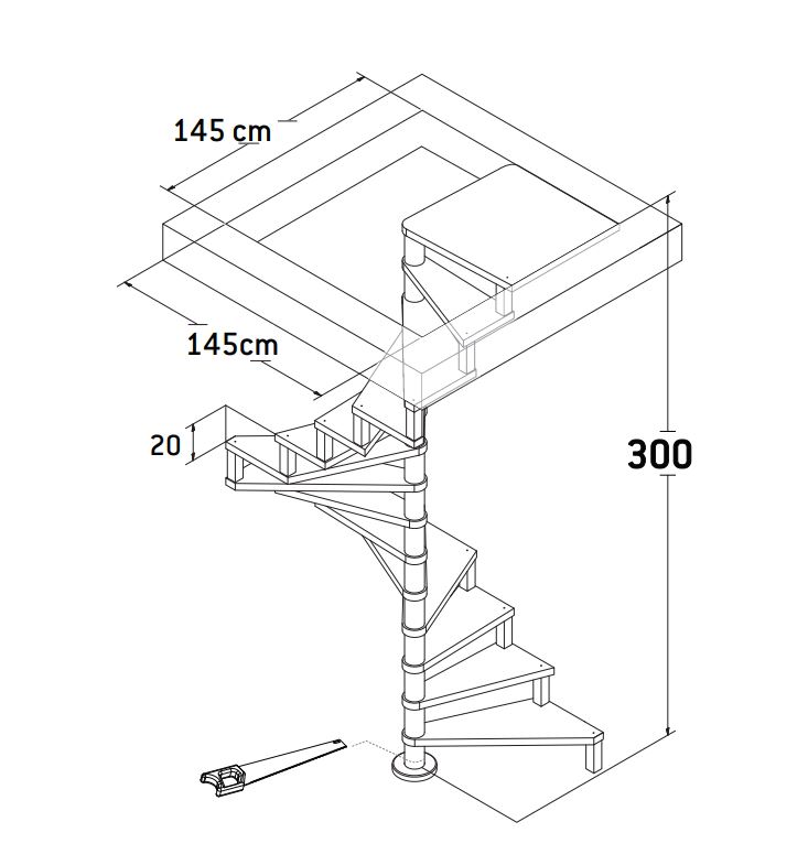 Escalier en colimaçon sapin Zittau 140cm