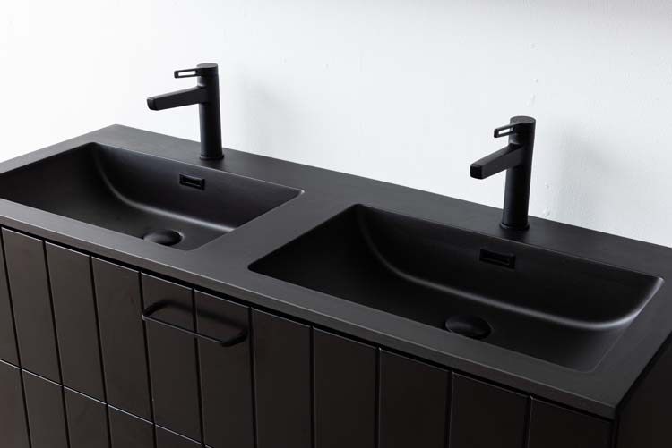 Meuble de salle de bain Jesper noir mat 1200 mm avec poignée noire