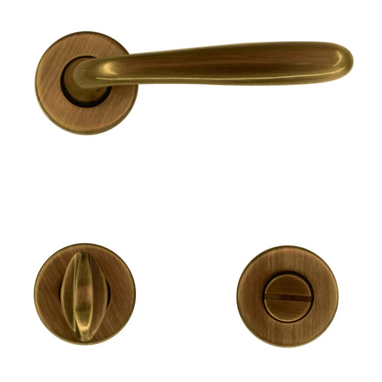 Poignée de porte aquino bronze avec serrure toilette