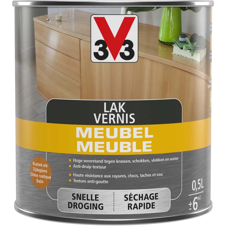 V33 laque pour meuble déco chêne rustique satiné brillant 0,5l