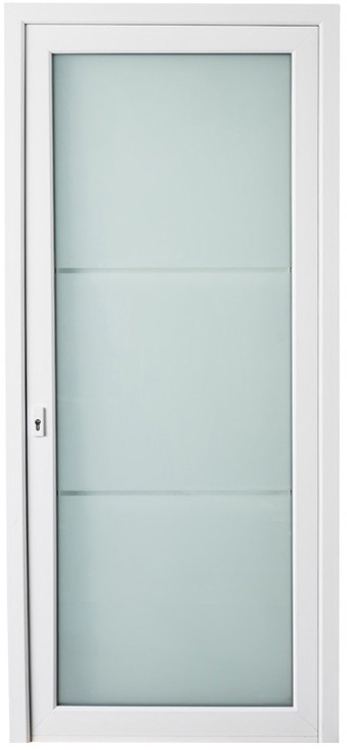 Porte ext. avec 2 lignes transparante PVC blanc G 980x2180mm