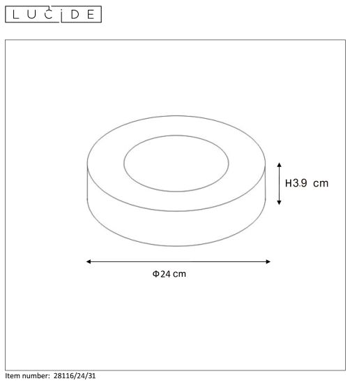 BRICE-LED Plafonnier Dimmable15W Ø23.5cm IP44