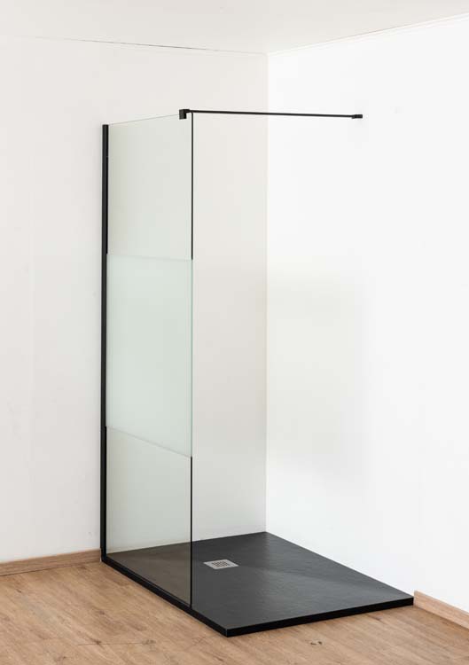 Douche de plain-pied Anais 107 x 200 cm verre acidifié - noir