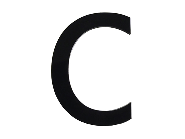 Letter c pvc zwart 9 cm met kleefstrip