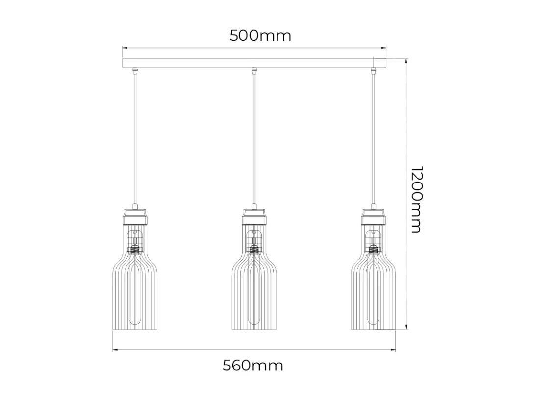 Hanglamp zwart/koper 3 lampen