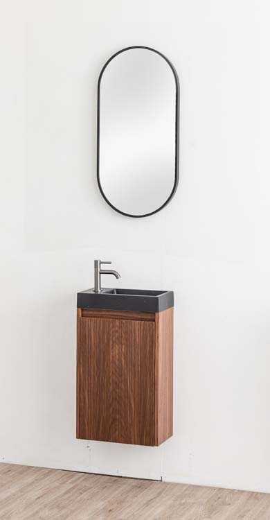 Meuble de toilette Warren noyer lavabo  noir mat 400 mm