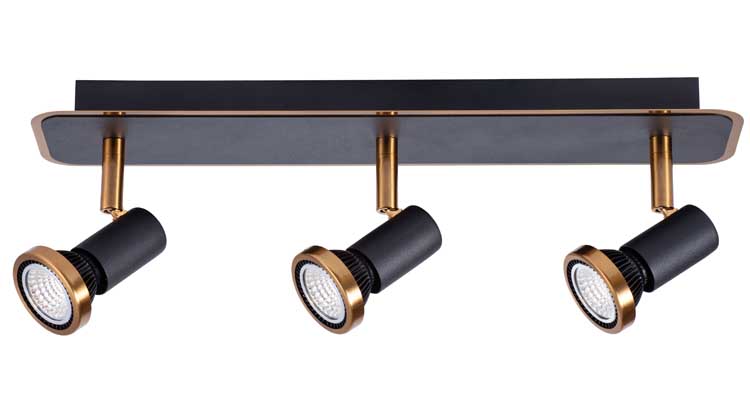 Lampe de plafond LED noir/bronze GU10 3X5W dimmable