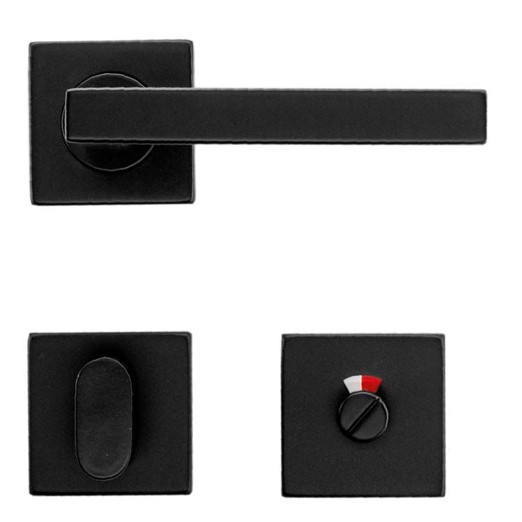 Poignée de porte tivoli 16mm noir avec serrure toilette