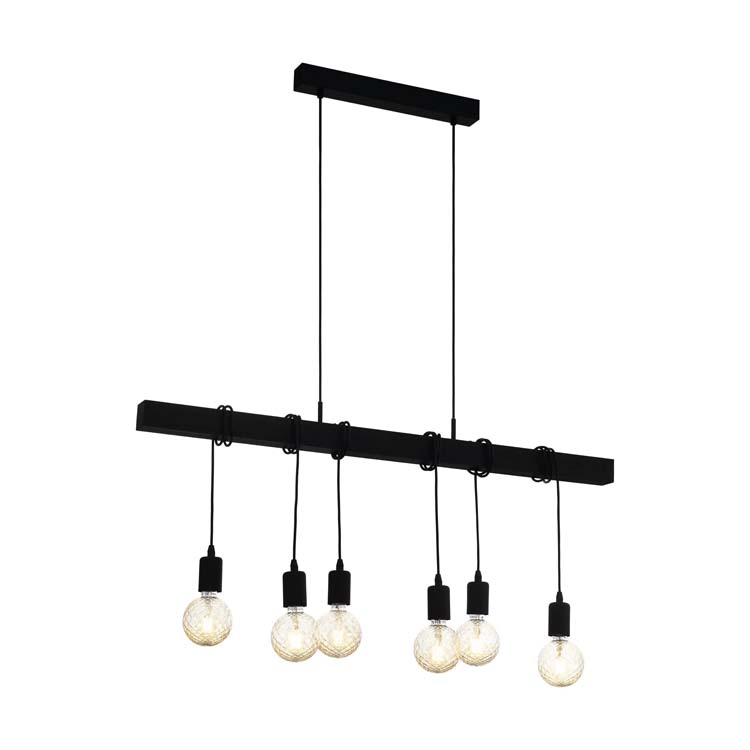 Suspension vintage pyramide noir 6xE27