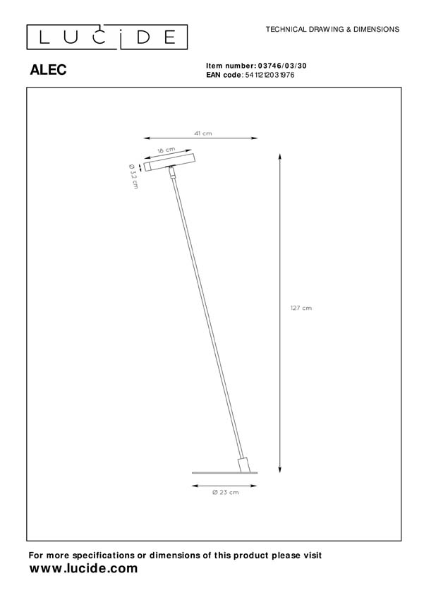 Lucide ALEC - Lampadaire - LED - G9 - 1x3W 2700K - Des anneaux interchangeables inclus - Noir