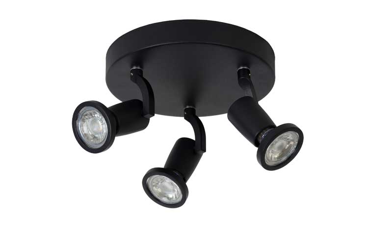 Lucide JASTER-LED - Spot plafond - Ø 20 cm - LED - GU10 - 3x5W 2700K - Noir