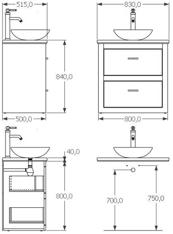 Badkamermeubel Country 80 cm eik - opbouwkom