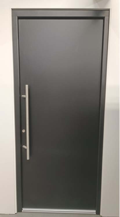 Porte extérieure pvc avec finition alu Varno anthra L980 X H2180 mm G