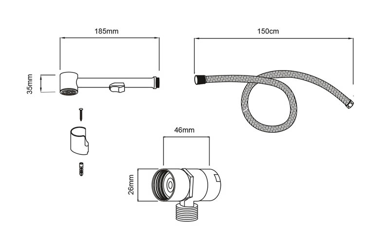 Douchette à main pour robinet de lavabo chrome