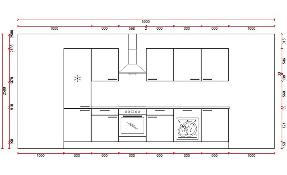 Blokkeuken premium 7 - 360cm - houtlook - met toestellen