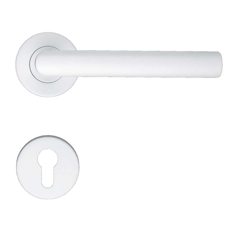 Poignée de porte belluno 19mm blanc rosace cylindre