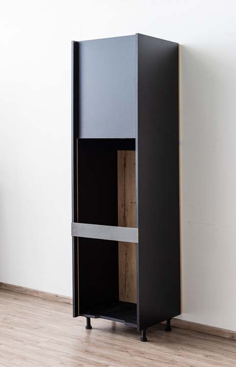 Armoire de cuisine Plenti pour réfrigérateur noir- look chêne