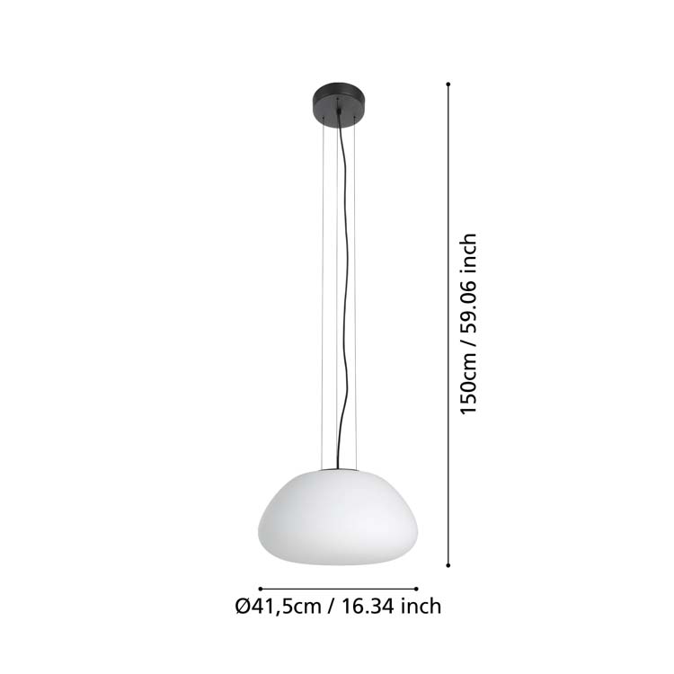 Lampe suspendue Semlab 1xE27 noir/opal matte