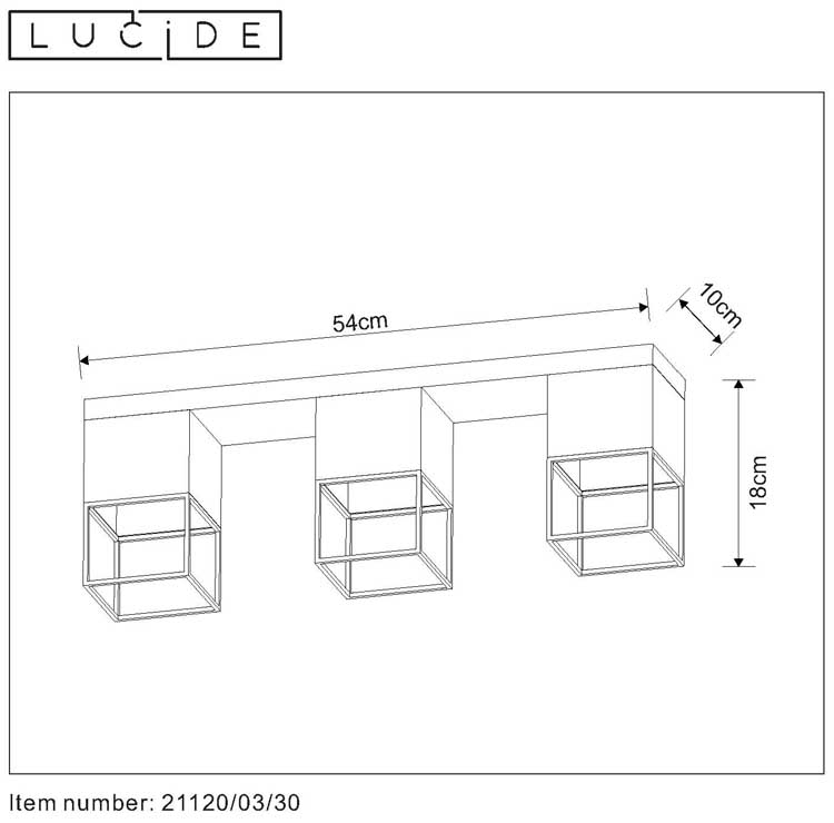 Lucide RIXT - Plafonnier - 3xE27 - Noir